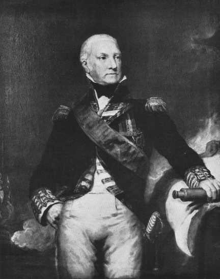 Admiral Sir Edward Pellew, Bart., Viscount Exmouth 1757 - 1833. Portrait painted by Drummond in Exeter Museum, Devon, England.