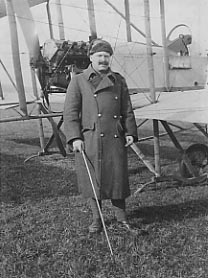 5th Viscount Exmouth, 1915 at Shoreham in front of a Maurice Farman Shorthorn biplane